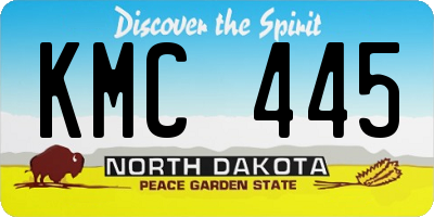 ND license plate KMC445