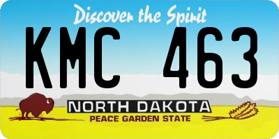 ND license plate KMC463