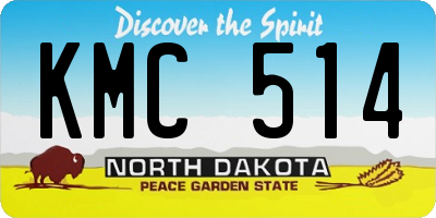 ND license plate KMC514