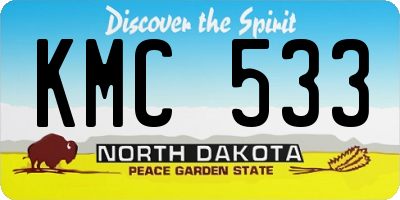 ND license plate KMC533