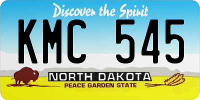 ND license plate KMC545