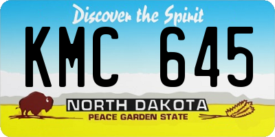 ND license plate KMC645