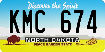 ND license plate KMC674