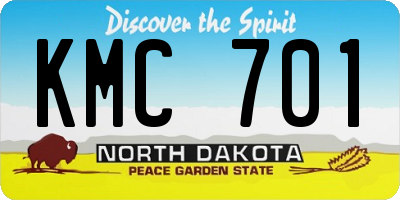 ND license plate KMC701