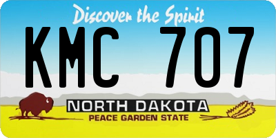 ND license plate KMC707