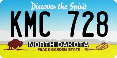 ND license plate KMC728