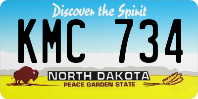 ND license plate KMC734