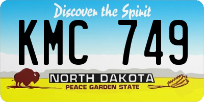 ND license plate KMC749