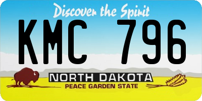 ND license plate KMC796