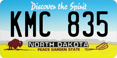 ND license plate KMC835