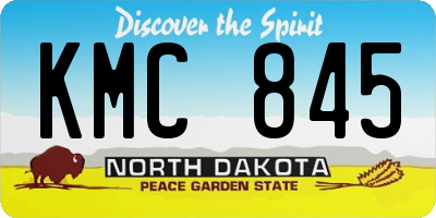 ND license plate KMC845