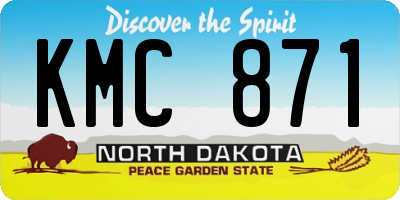 ND license plate KMC871