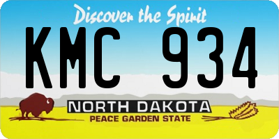 ND license plate KMC934