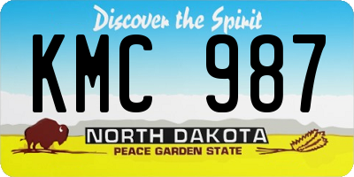 ND license plate KMC987