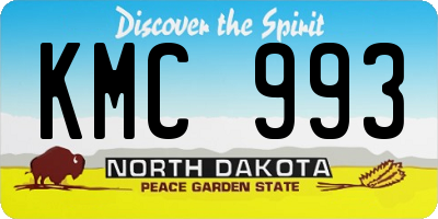 ND license plate KMC993