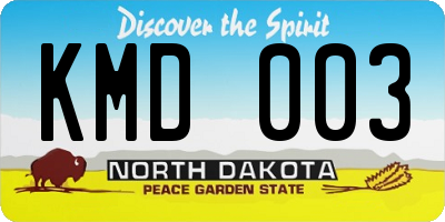ND license plate KMD003