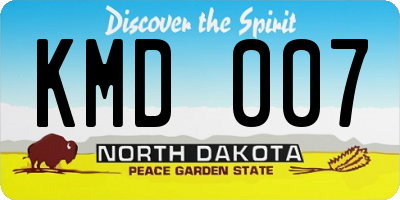 ND license plate KMD007