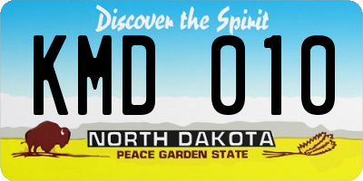 ND license plate KMD010