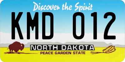 ND license plate KMD012