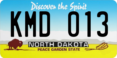 ND license plate KMD013