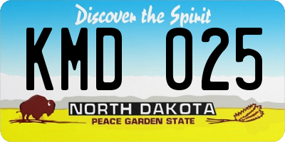 ND license plate KMD025
