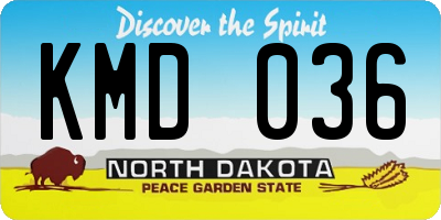 ND license plate KMD036