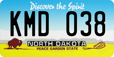 ND license plate KMD038