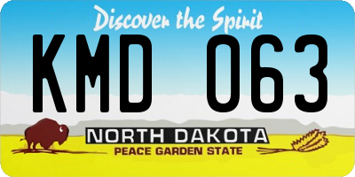 ND license plate KMD063