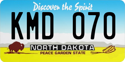 ND license plate KMD070