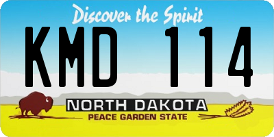 ND license plate KMD114