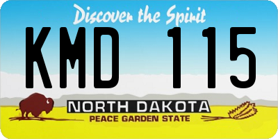 ND license plate KMD115