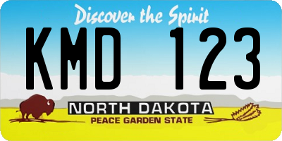 ND license plate KMD123