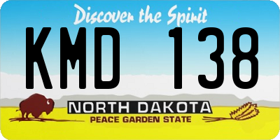 ND license plate KMD138