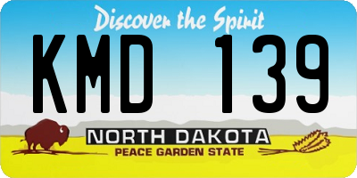 ND license plate KMD139