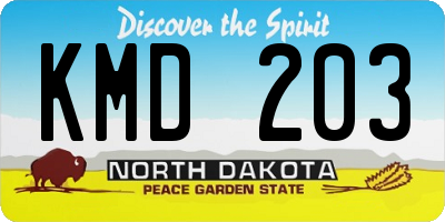ND license plate KMD203