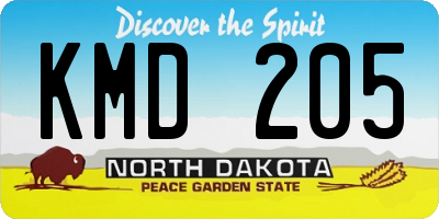 ND license plate KMD205