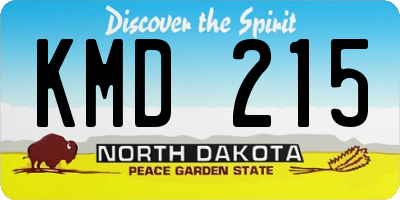ND license plate KMD215