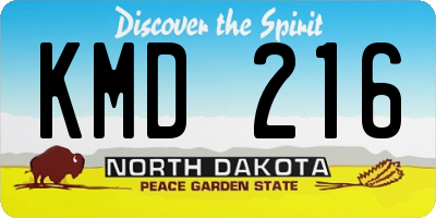 ND license plate KMD216