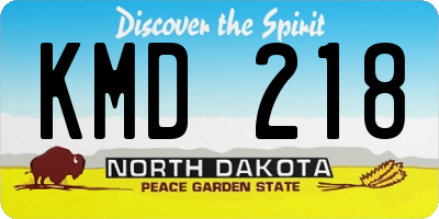 ND license plate KMD218