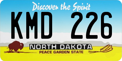 ND license plate KMD226