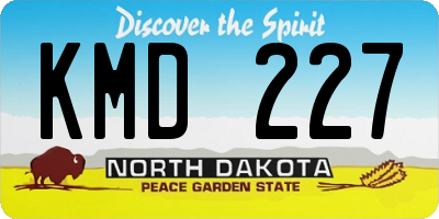 ND license plate KMD227
