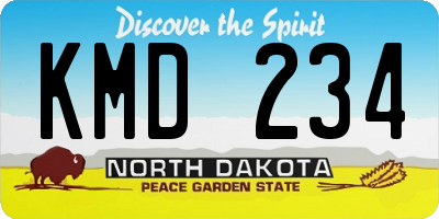 ND license plate KMD234