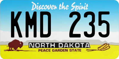 ND license plate KMD235