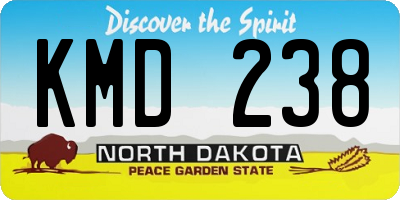 ND license plate KMD238