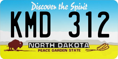 ND license plate KMD312
