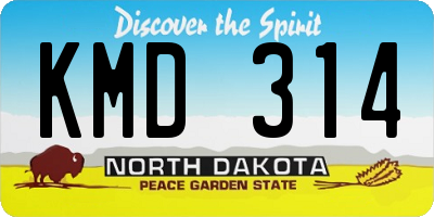 ND license plate KMD314