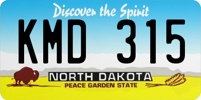 ND license plate KMD315