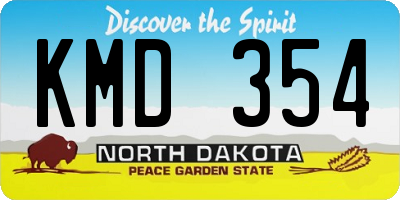 ND license plate KMD354