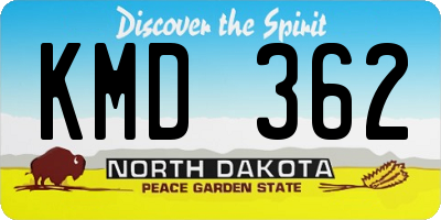 ND license plate KMD362