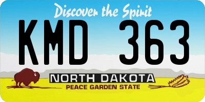 ND license plate KMD363